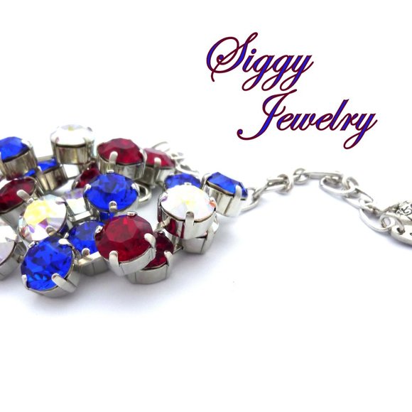 Swarovski Crystal Patriotic July 4th Necklace - Picture 5 of 8